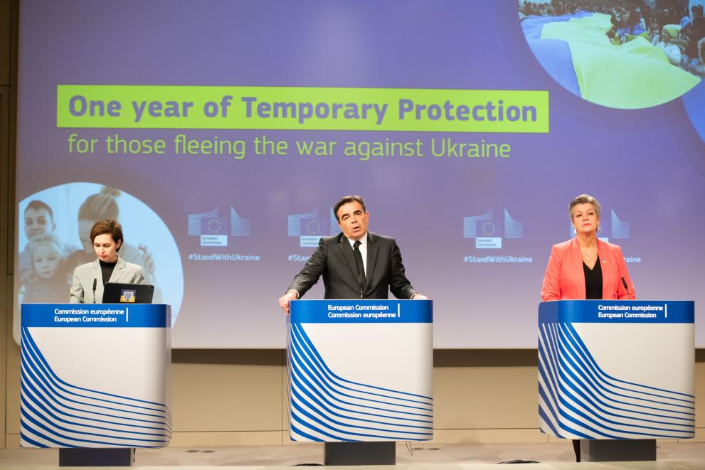 Read-out of the weekly meeting of the von der Leyen Commission by Margaritis Schinas, Vice-President of the European Commission, and Ylva Johansson, European Commissioner, on one year of temporary protection for those fleeing the war against Ukraine