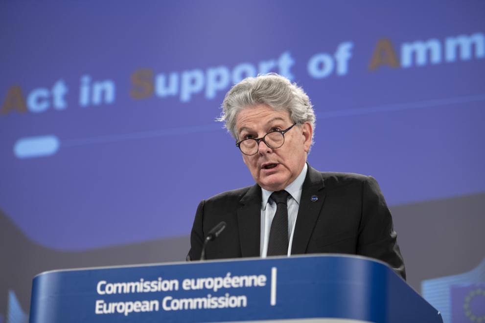 Read-out of the weekly meeting of the von der Leyen Commission by Thierry Breton, European Commissioner, on the ramping up of ammunition production in the EU