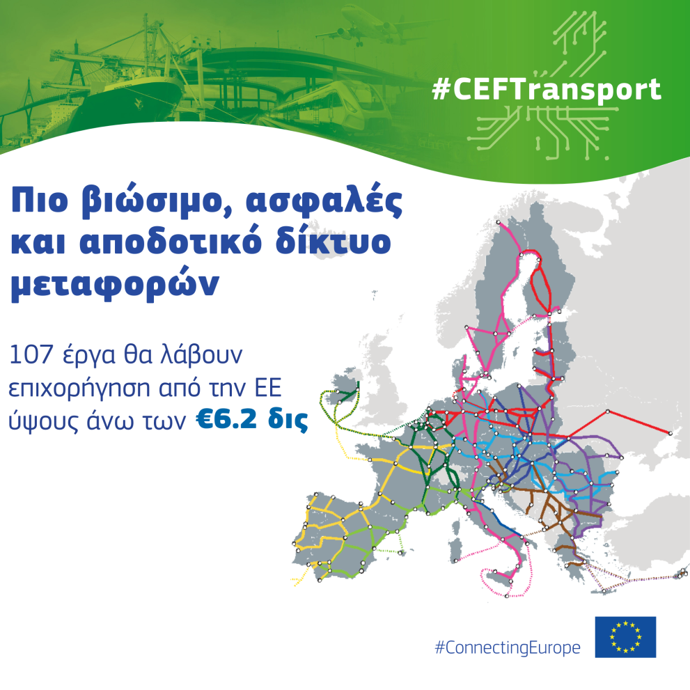 Η ΕΕ επενδύει 6,2 δισ. ευρώ σε βιώσιμες, ασφαλείς και αποδοτικές υποδομές μεταφορών
